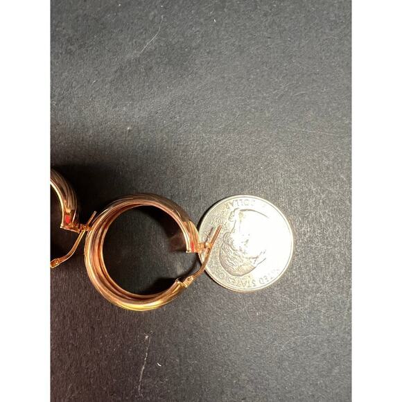 Rose Gold over sterling silver Italian hoop earrings - Picture 12 of 14